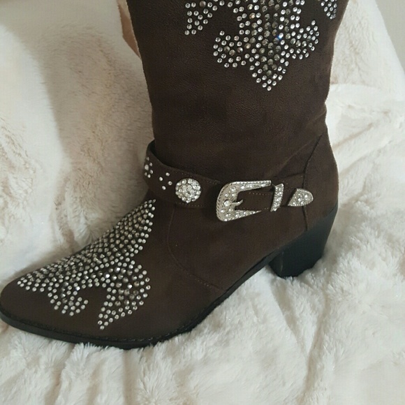 Suede & Rhinestone Boots - Picture 3 of 6